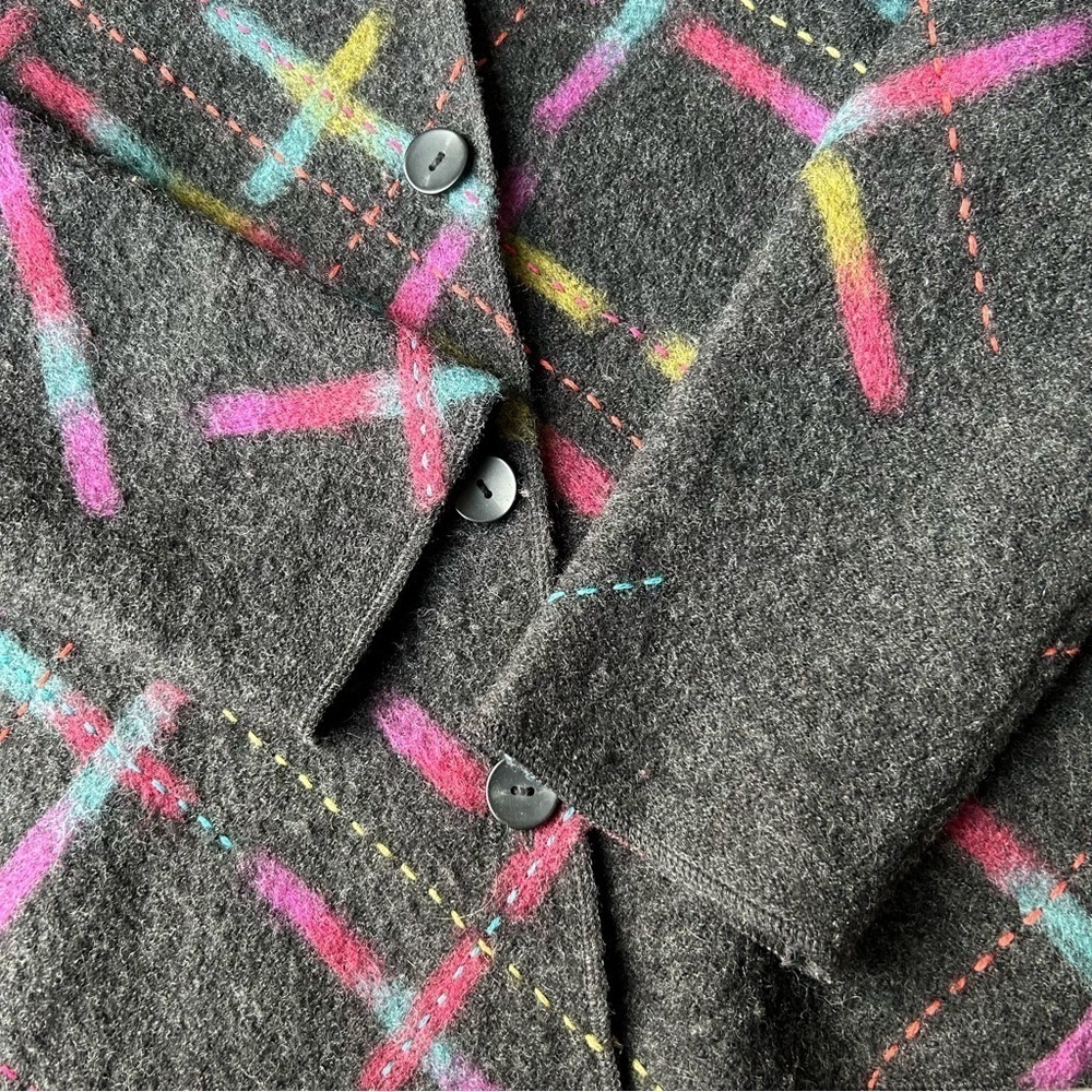 Talbots Abstract Printed Pure  Wool Felted Jacket - Picture 11 of 15